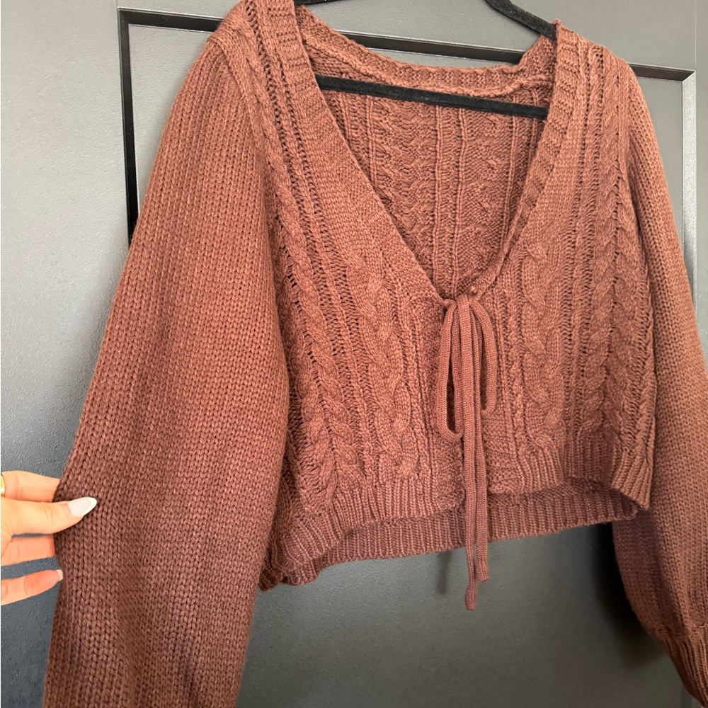 Brown Cable Knit Sweater